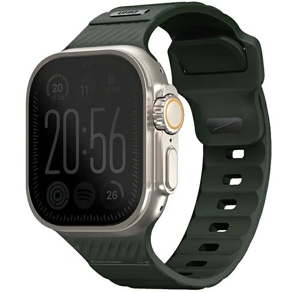 UNIQ Stride Apple Watch Series1/2/3/4/5/6/7/8/9/SE/SE2/Ultra/Ultra 2 42/44/45/49mm FKM Rubber Strap moss green