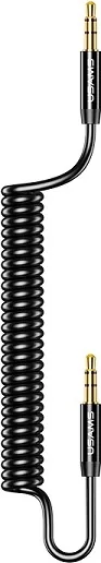 USAMS Adapter Spring audio jack 3,5mm - 3,5mm 1,2m black SJ256YP01 (US-SJ256)