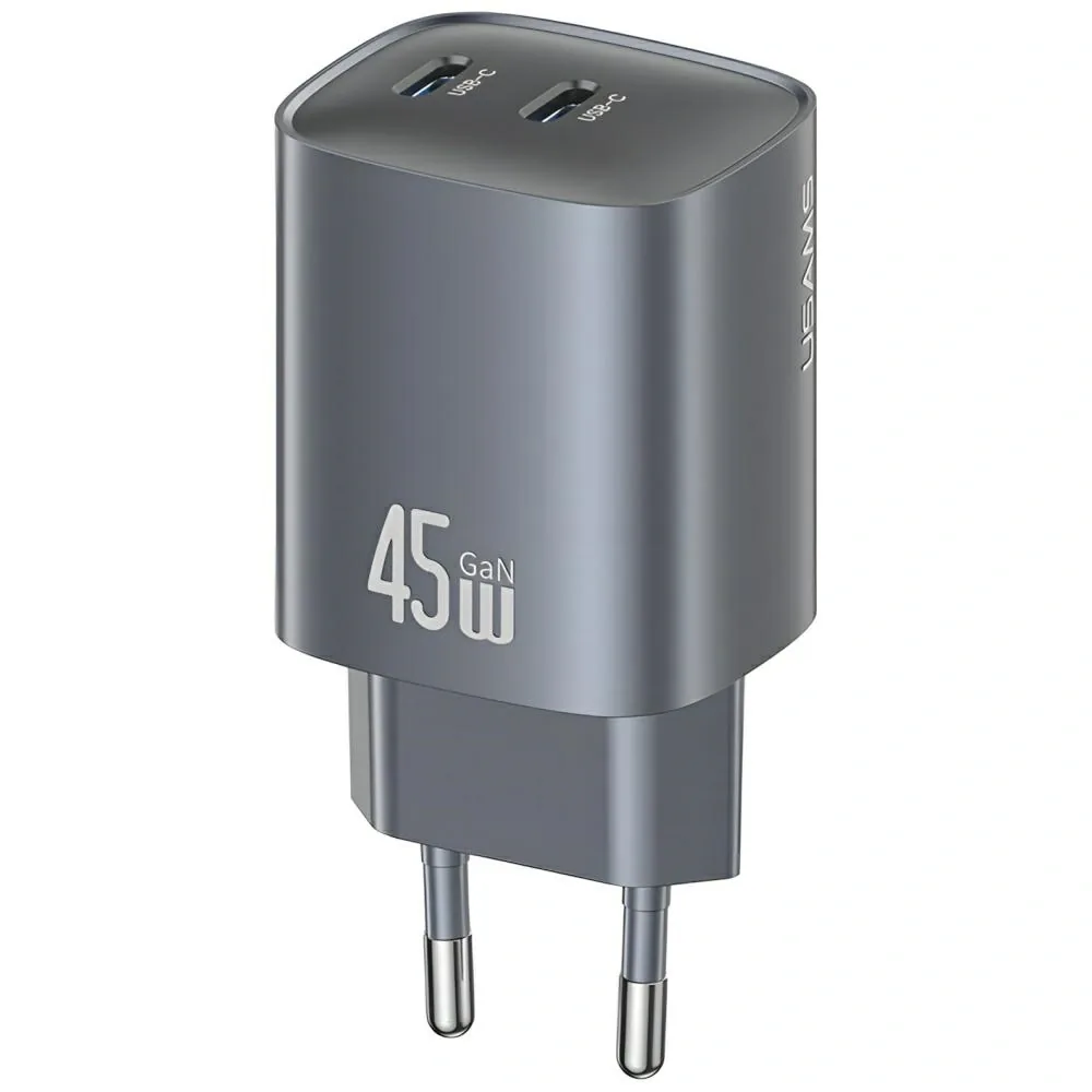 Síťová nabíječka USAMS CC305 T66 45W GaN 2xUSB-C  tarnish