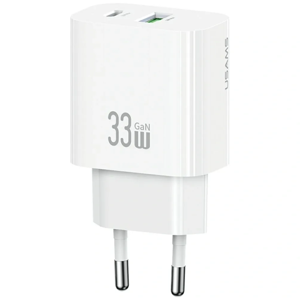 Síťová nabíječka USAMS CC317 T65 33W USB-A, USB-C Fast Charging White