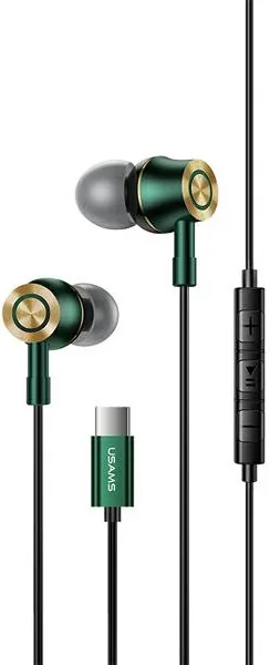 Sluchátka USAMS stereo EP-43 metal USB-C dark green HSEP4302