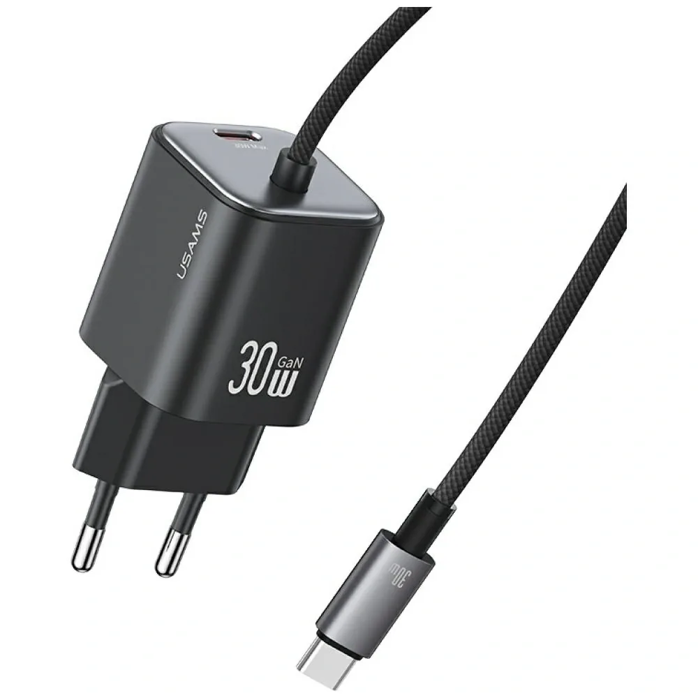 Síťová nabíječka USAMS JC Series CC264 30W GaN Mini Fast Charger 2xUSB-C black