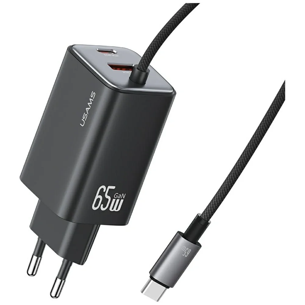 Síťová nabíječka USAMS JC Series CC266 65W GaN Fast Charger USB-A, 2xUSB-C black