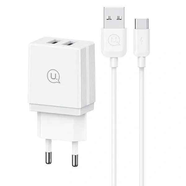 Síťová nabíječka USAMS Network Charger 2xUSB-A + USB-C/USB-A Fast Charging Cable white/white series HC HCXLTZ03