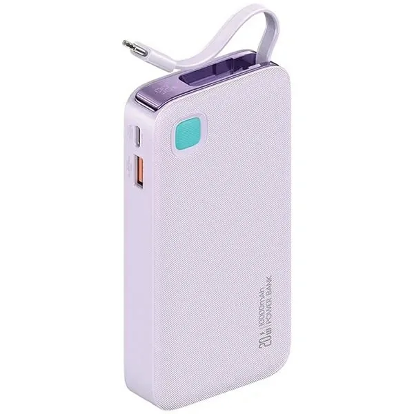 USAMS Power Bank + retractable USB-C cable 10000 mAh PD 20W Fast Charge XY Series purple