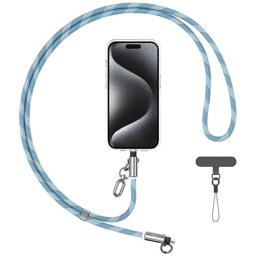 Šňůrka USAMS SJ746 Phone lanyard with USB-C / Lightning charging cable 30W 1.2m blue