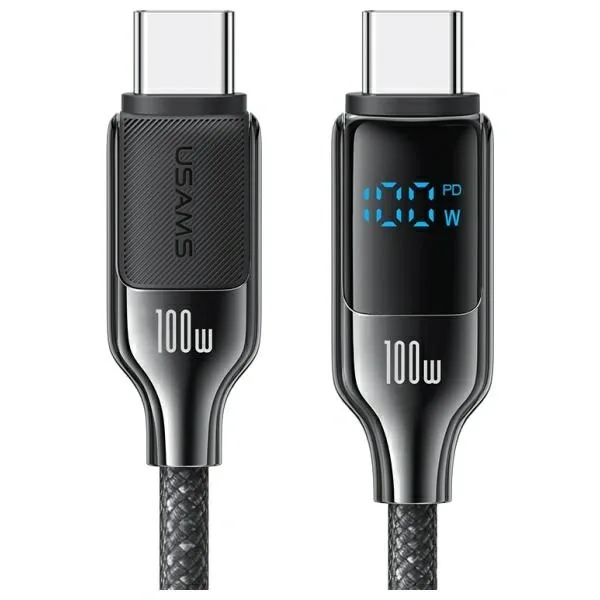 USAMS US-SJ742 USB-C / USB-C Digital Display Zinc Alloy Fast Charging Data Cable HX Series 100W 1,2m