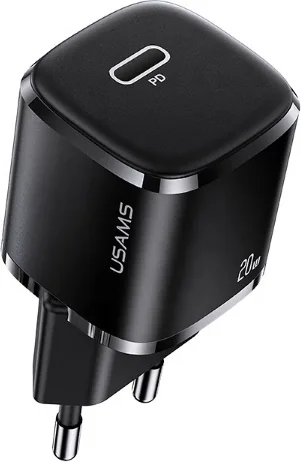 Síťová nabíječka USAMS  1xUSB-C T36 mini 20W PD3.0 Fast Charging black CC124TC01 (US-CC124)