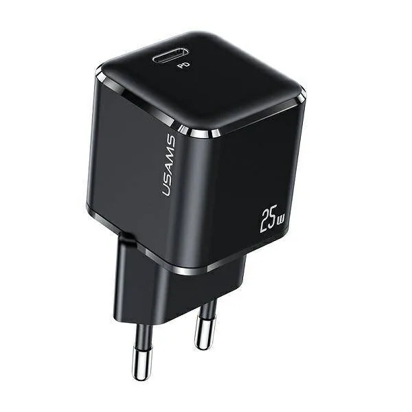 Síťová nabíječka USAMS  1xUSB-C T42 mini 25W Super SI 5V-3A PD3.0 Fast Charging black CC140TC01 (US-CC140)