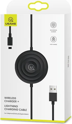 Bezdrátová nabíječka USAMS Wireless Charger US-CC096 10W z kablem Lightning black CC96WH01