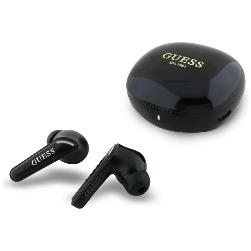 Sluchátka Wireless TWS in-ear Guess Flat Classic Logo Electroplated black