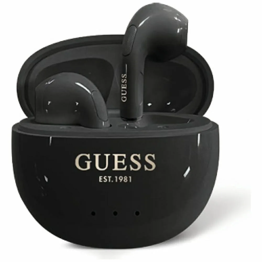 Kryt Wireless TWS in-ear headphones Guess Glossy Effect EggShape Printed Classic Logo black