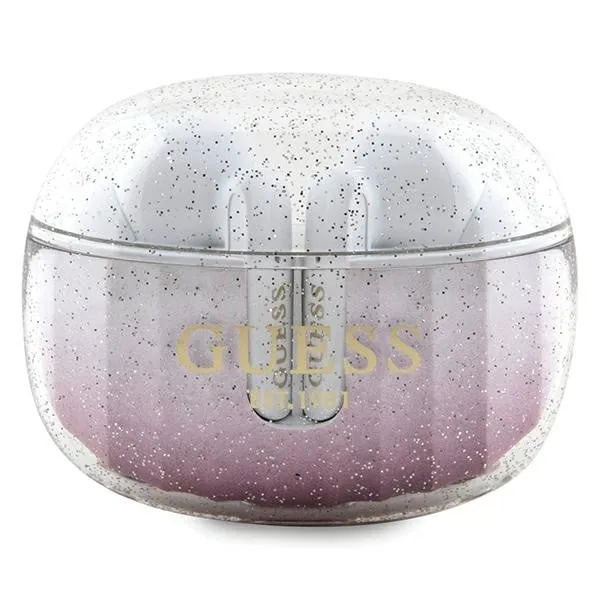 Sluchátka Wireless TWS in-ear Guess GUTWSHDGKEEP + docking station Glitter Gradient pink