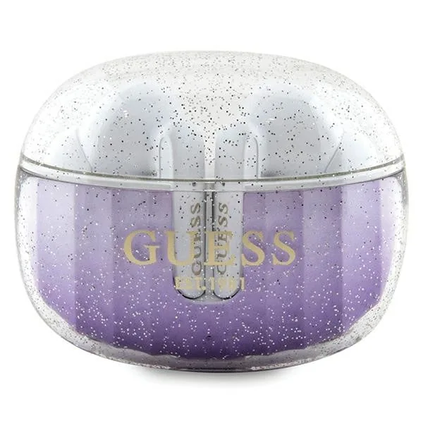 Sluchátka Wireless TWS in-ear Guess GUTWSHDGKEEU + docking station Glitter Gradient purple