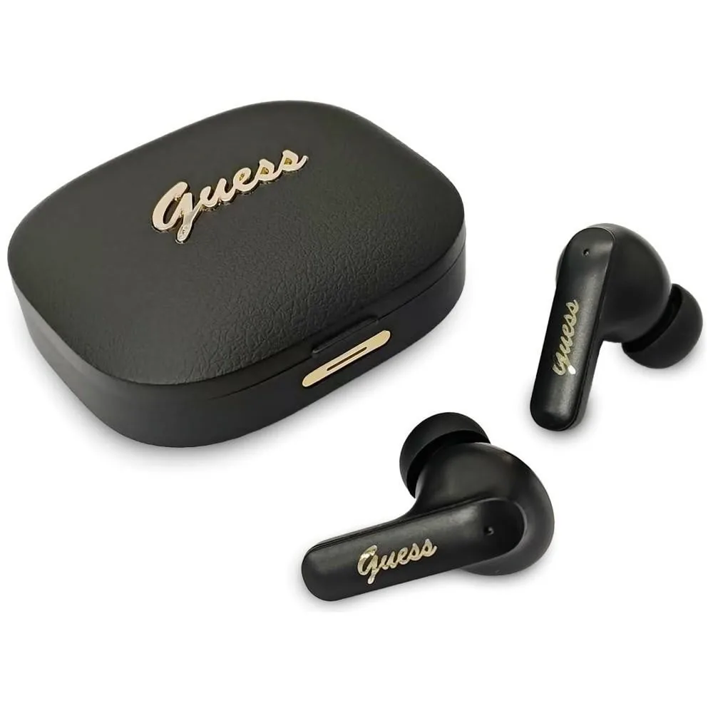 Sluchátka Wireless TWS in-ear Guess Script Metal Logo black